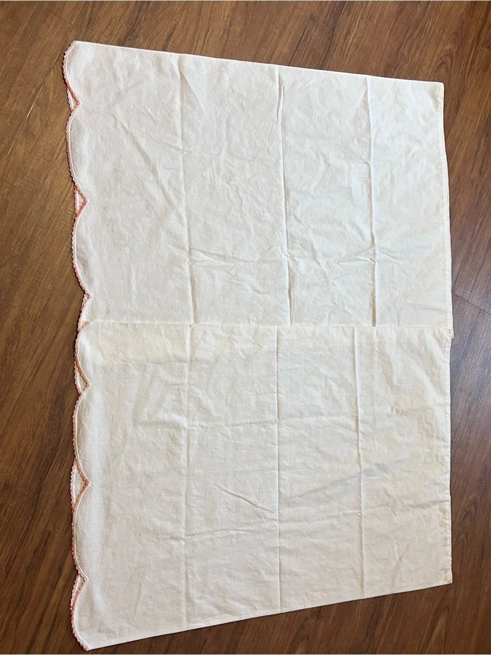 Vintage White Pillowcase Pair with Pink Embroidery and Floral Accents